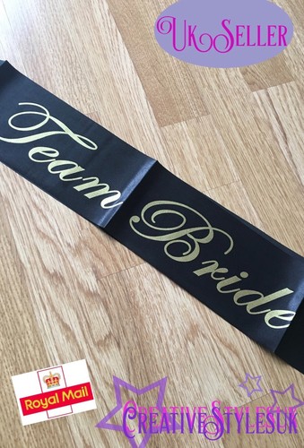 Team bride sash black - sash, gold