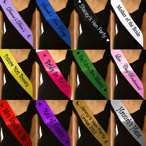 Personalised hen party sashes - party,