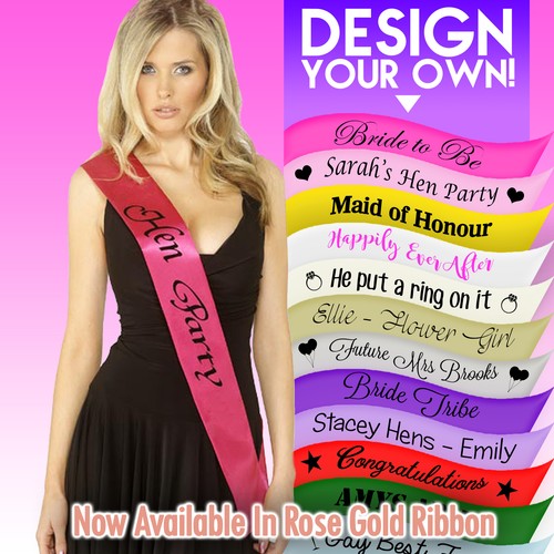 Personalised hen party sashes - hen,