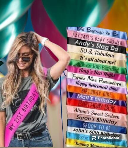 Personalised birthday sash - birthday, /