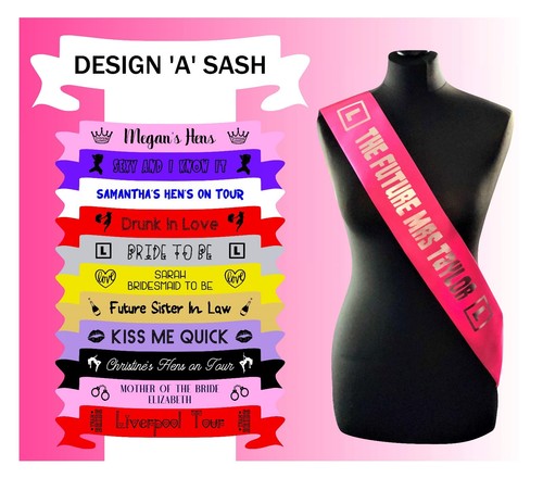 Personalised hen sash bride - personalised, do